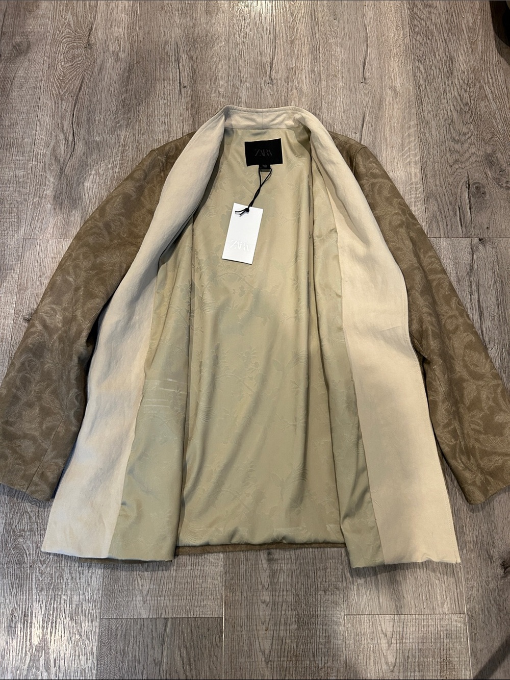 Zara Boho Asian Inspired Open Collar Frog Closure Jacket Floral Tapestry NWT - Picture 9 of 12
